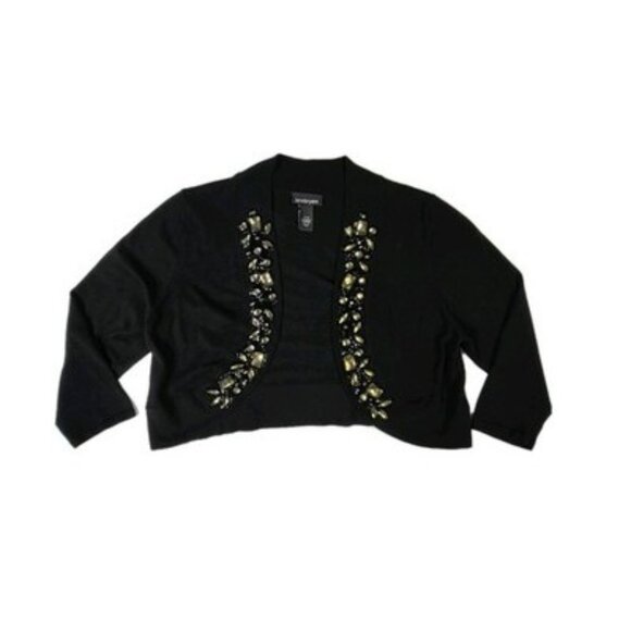 Lane Bryant 14/16 Shrug Cropped Open Cardigan Sweater Sparkly Beaded Sequins - Picture 1 of 12